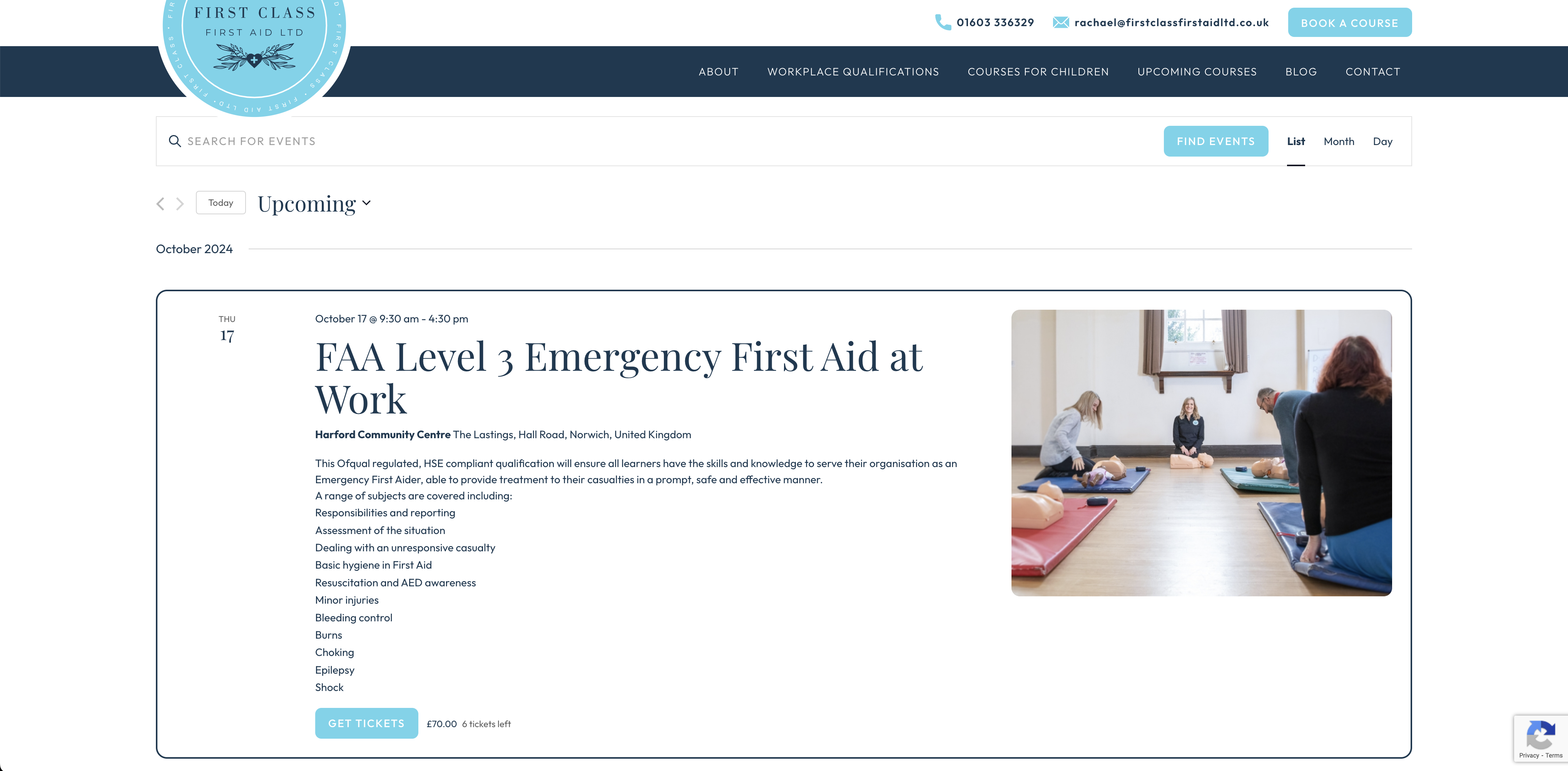 first class first aid courses