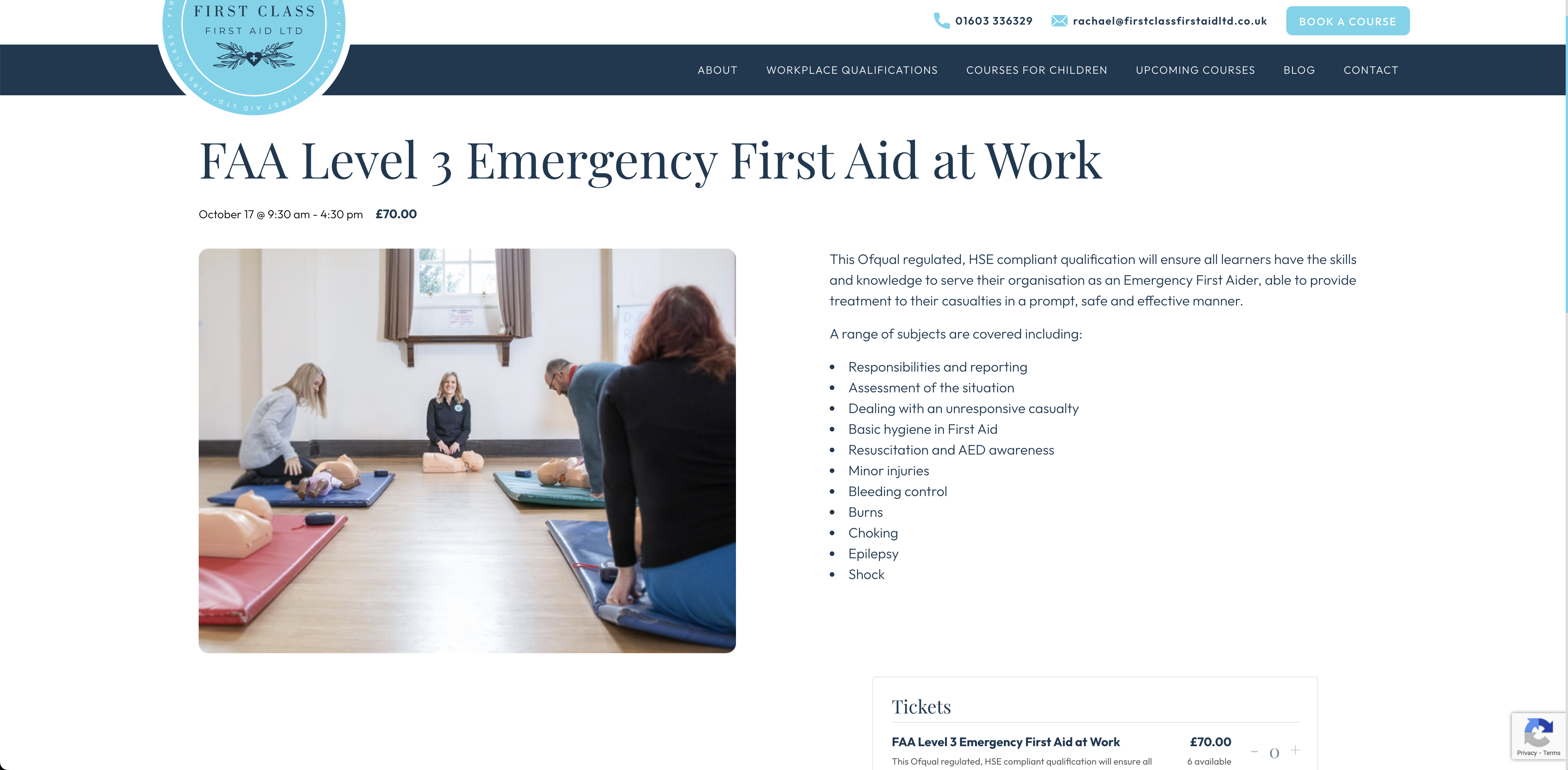 first class first aid course detail