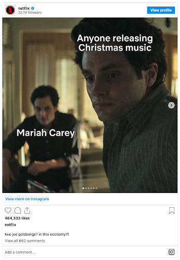 Netflix Mariah Carey Joe Goldberg Instagram post